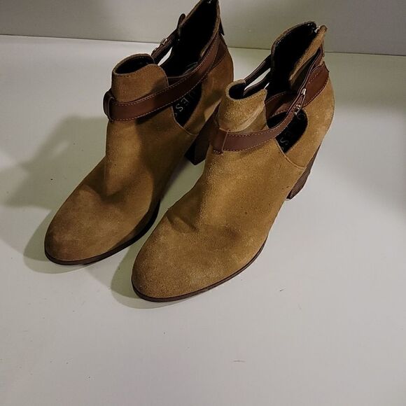 Guess Brown Suede Cutout Heeled Booties Size 7 - Picture 4 of 10